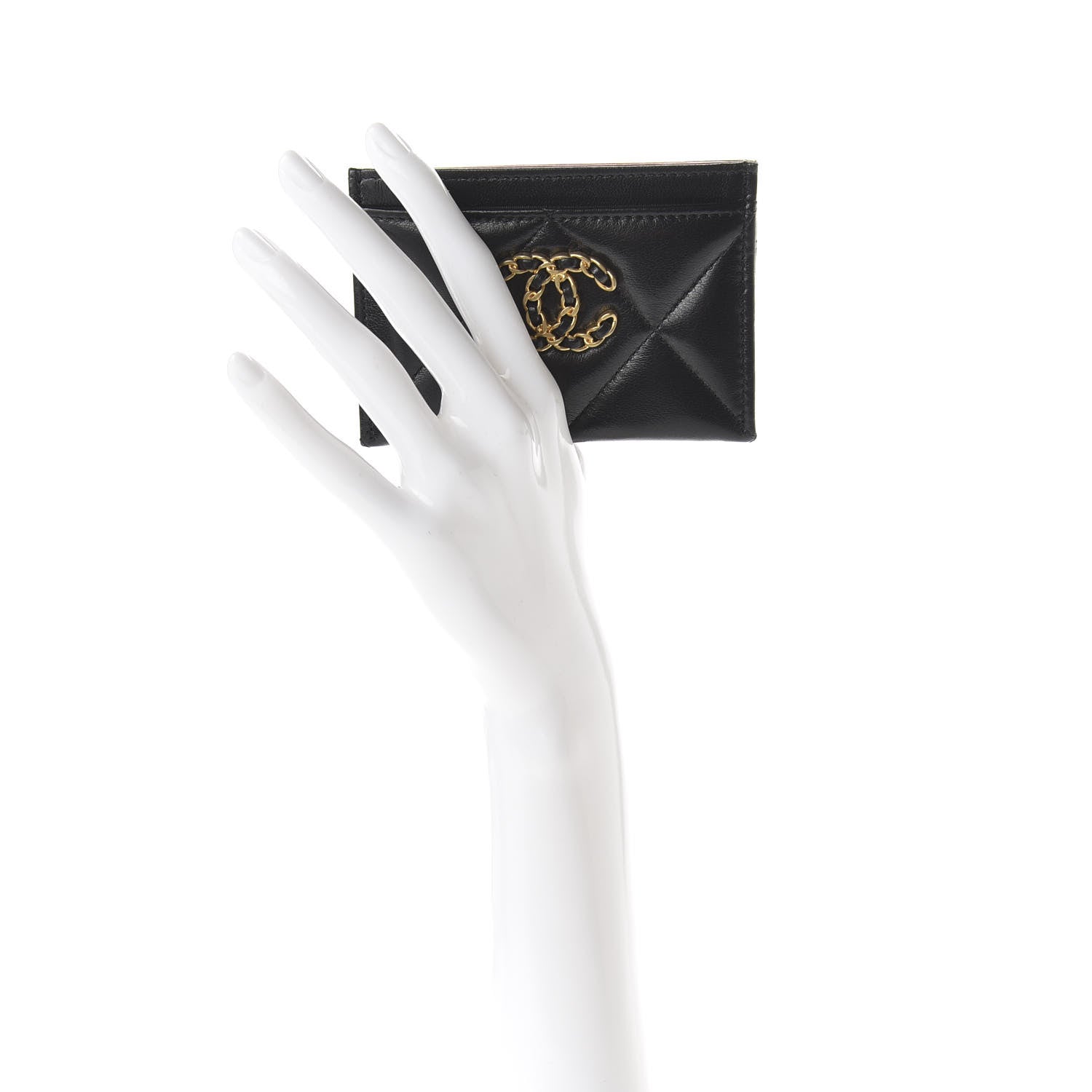 Chanel Shiny Goatskin Quilted 19 Card Holder Black 2 of 9