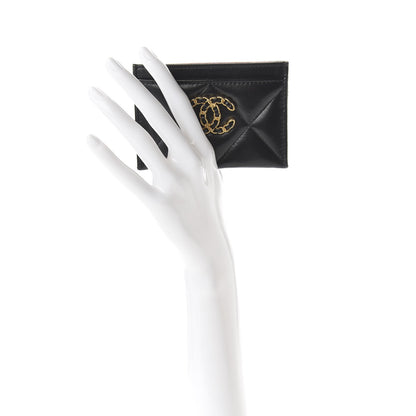 Chanel Shiny Goatskin Quilted 19 Card Holder Black 2 of 9