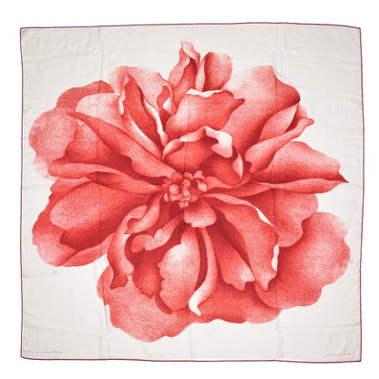 Hermes Cashmere Silk Une Rose Pour Alma Shawl 140 White Rouge Bordeaux 1 of 6