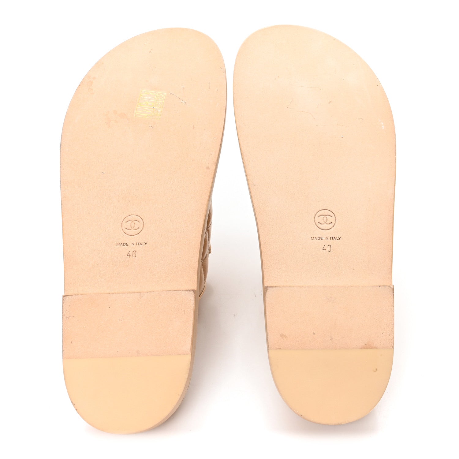 Chanel Lambskin Quilted Velcro Dad Chain CC Slide Sandals 40 Beige 6 of 9