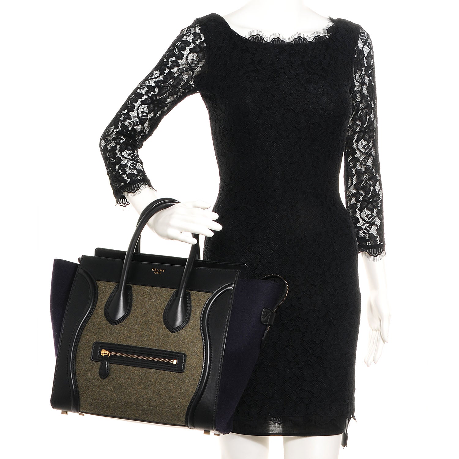 Celine Smooth Calfskin Felt Mini Tri-Color Luggage Grey Blue Black 2 of 8