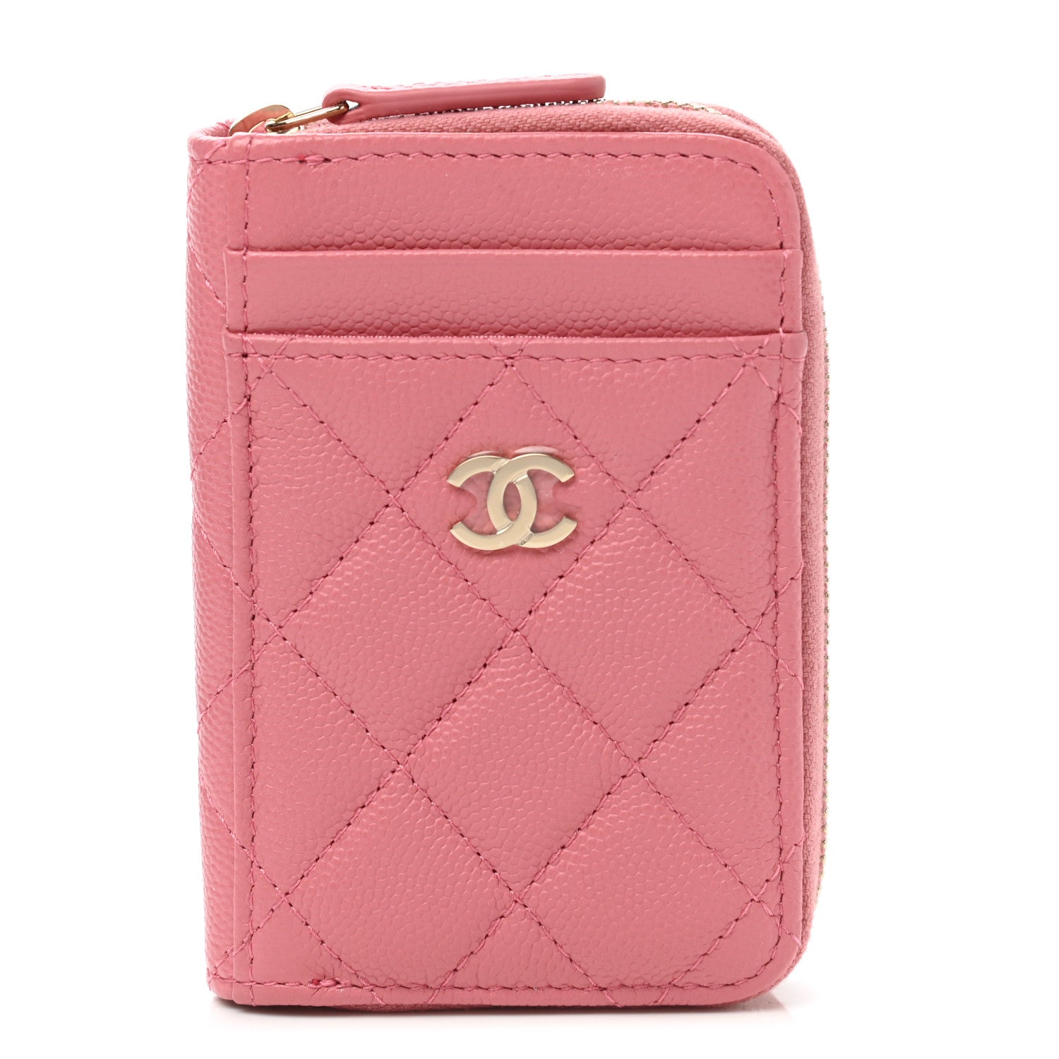 Chanel Caviar Quilted Zip Card Holder Pink 1 of 8