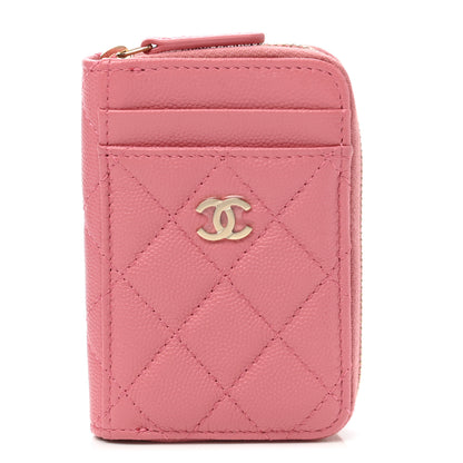 Chanel Caviar Quilted Zip Card Holder Pink 1 of 8