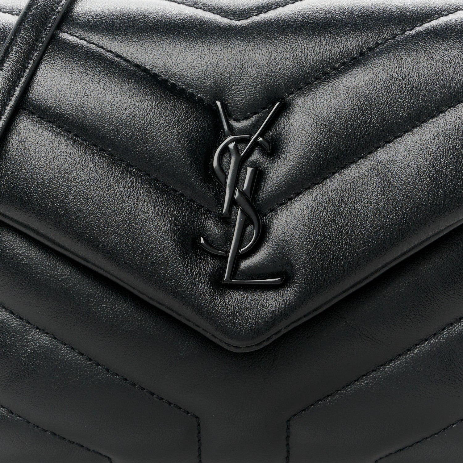 Saint Laurent Calfskin Y Quilted Monogram Monochrome Toy Loulou Crossbody Bag Black 9 of 11
