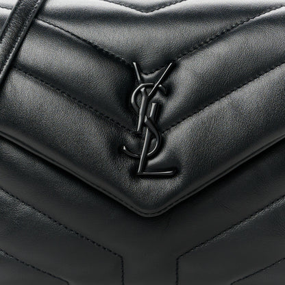 Saint Laurent Calfskin Y Quilted Monogram Monochrome Toy Loulou Crossbody Bag Black 9 of 11