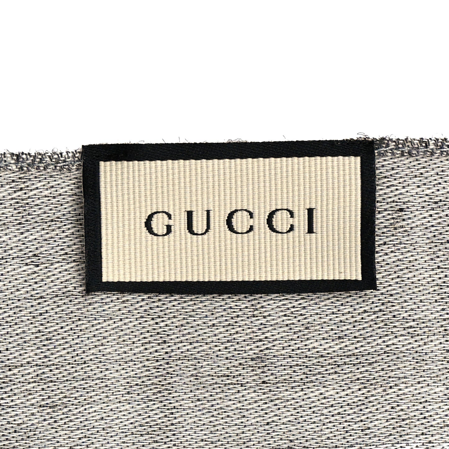 Wool Silk Monogram Fringe Scarf Grey