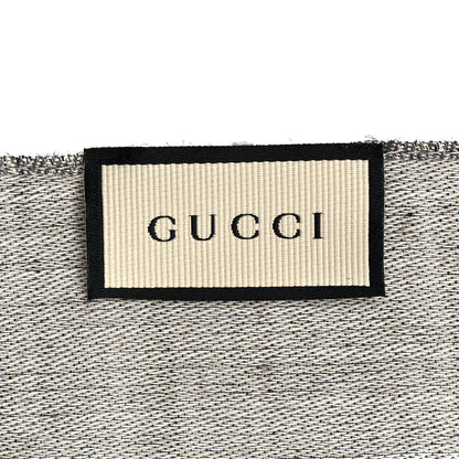 Gucci Wool Silk Monogram Fringe Scarf Grey 3 of 6