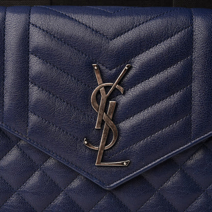 Saint Laurent Sheepskin Tri-Quilt Monogram Envelope Chain Wallet Marinette 8 of 9