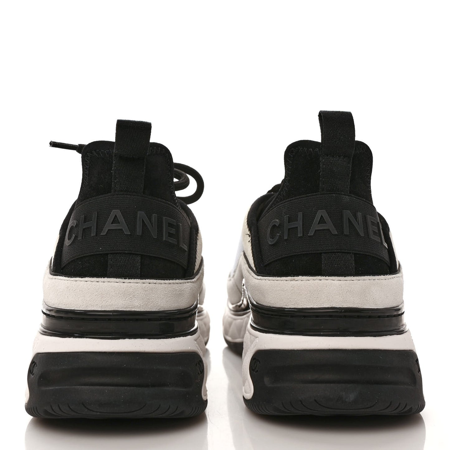 Velvet Calfskin Mixed Fibers CC Sneakers 41 Ivory Black