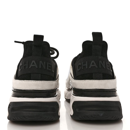 Chanel Velvet Calfskin Mixed Fibers CC Sneakers 41 Ivory Black 5 of 9