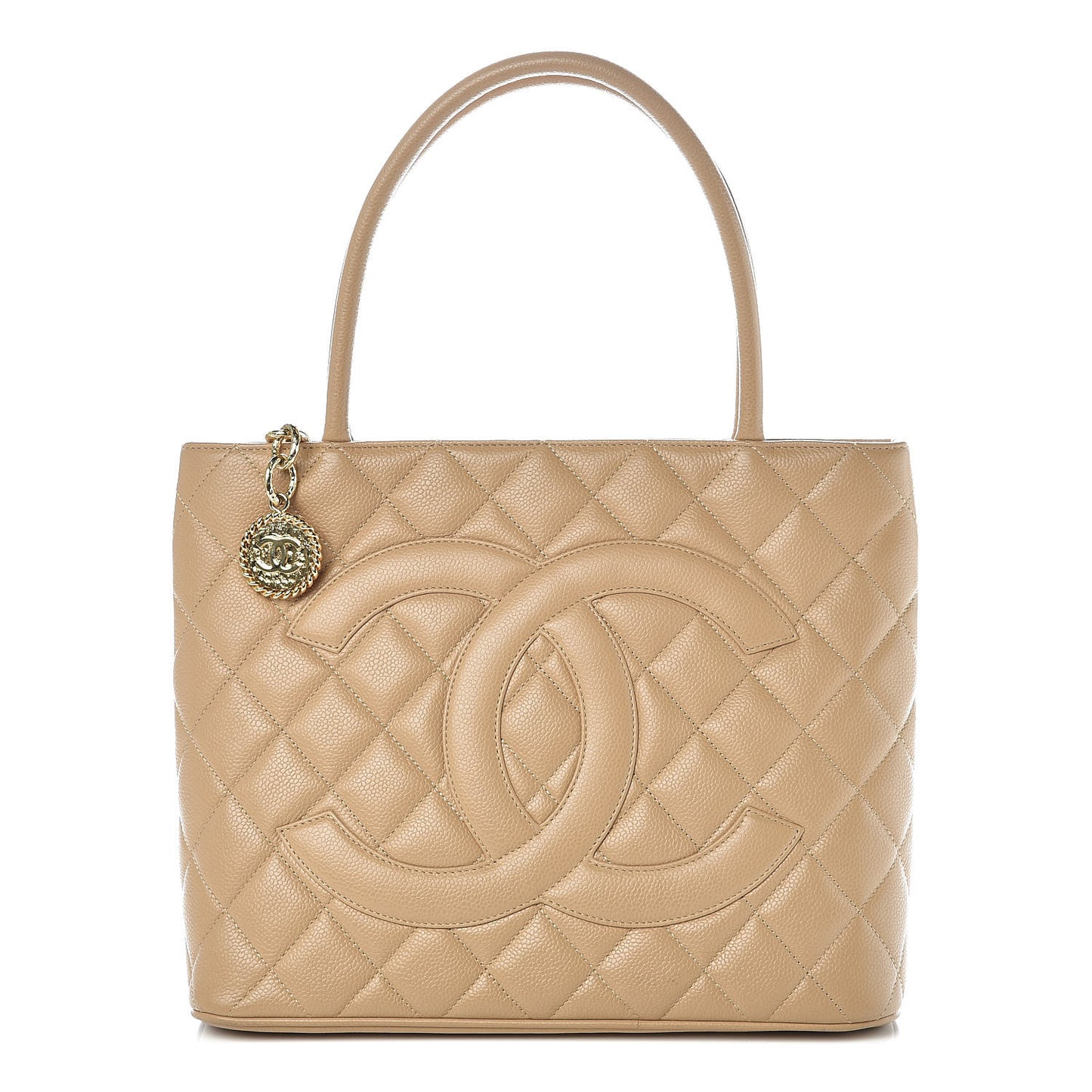 Caviar Quilted Medallion Tote Beige