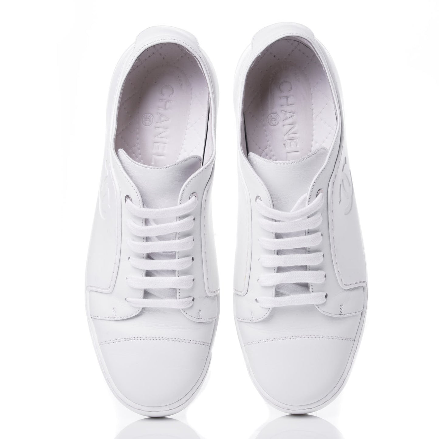 Calfskin Gum Womens CC Sneakers 39 White
