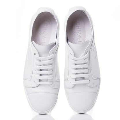Chanel Calfskin Gum Womens CC Sneakers 39 White 6 of 11