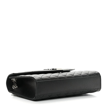 Saint Laurent Grain De Poudre Textured Mixed Matelasse Triquilt Medium Monogram Satchel Black 4 of 12
