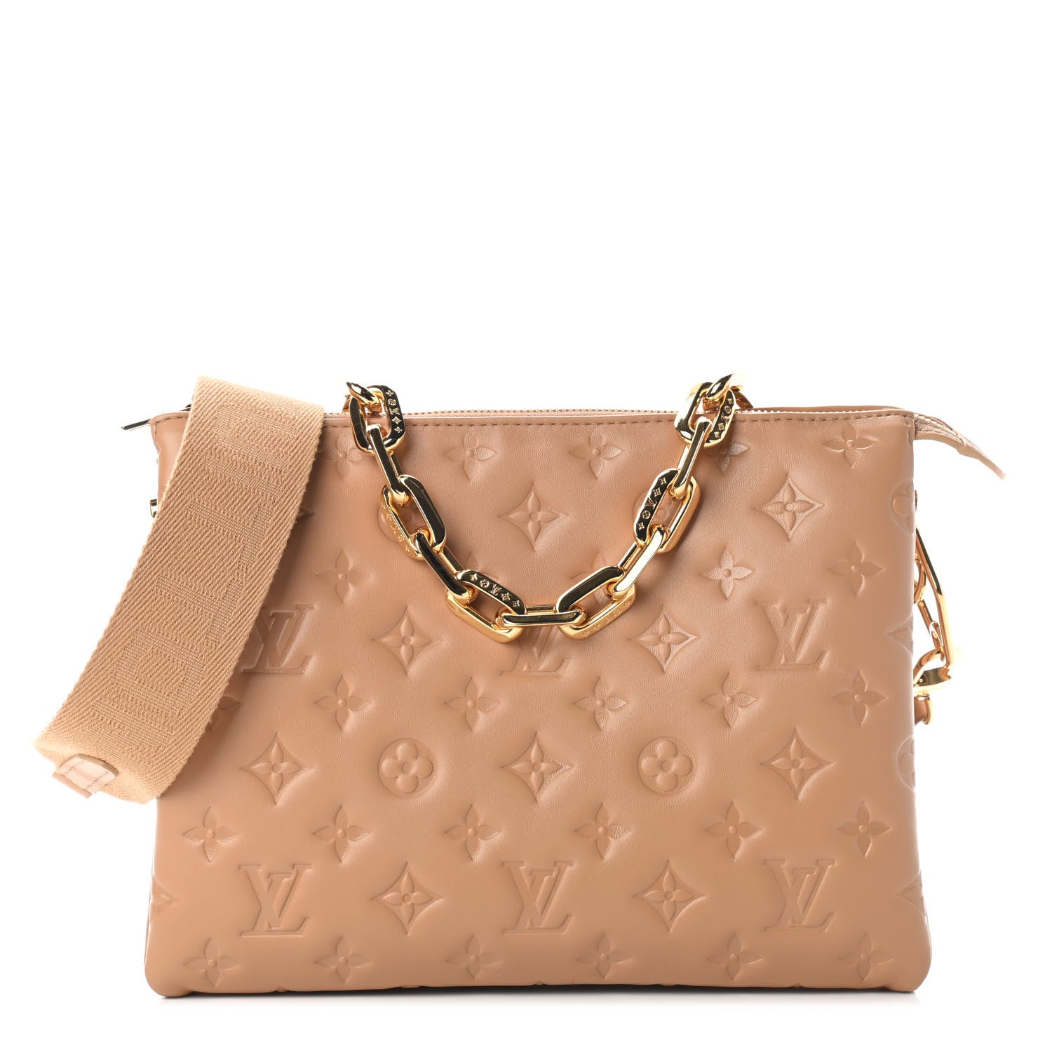 Louis Vuitton Lambskin Embossed Monogram Coussin PM Camel 1 of 8