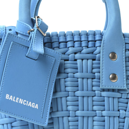 Balenciaga Recycled Nylon Faux Calfskin XXS Bistro Basket Cyan White 8 of 10