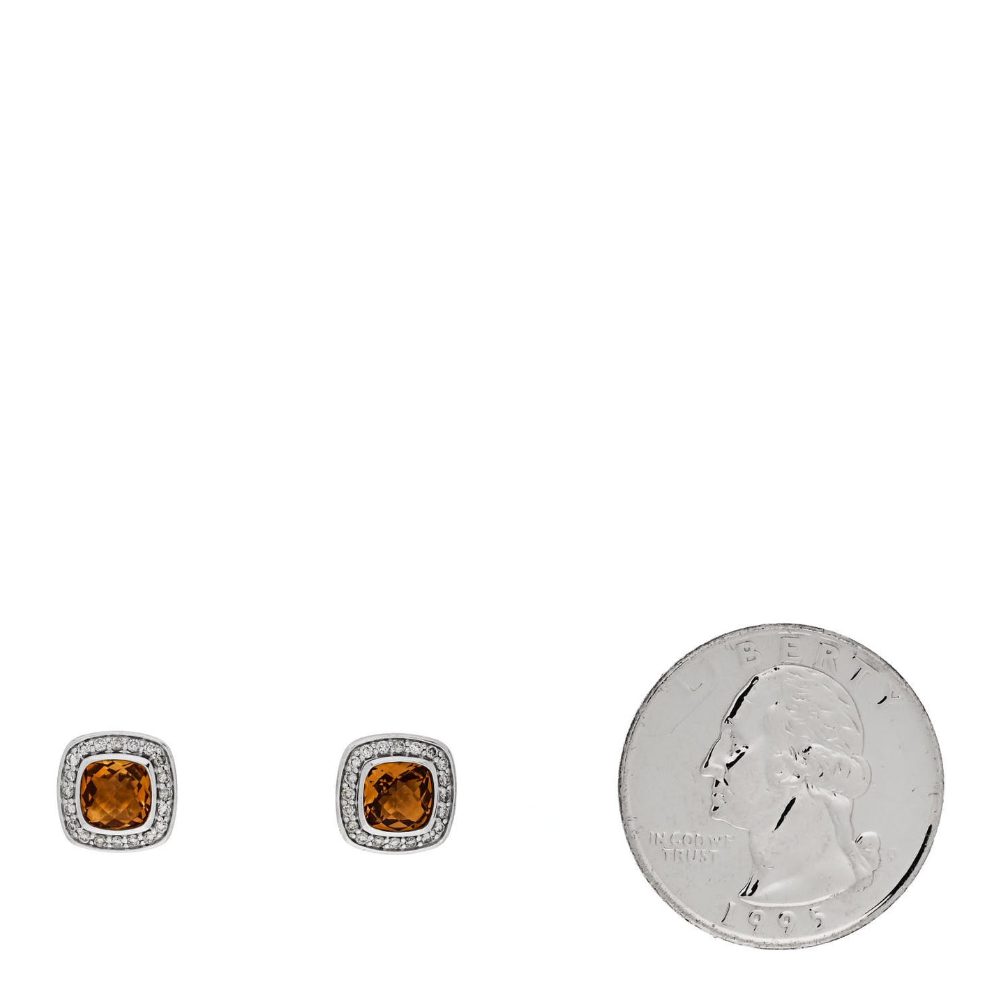 Sterling Silver Diamond Citrine 5mm Petite Albion Earrings