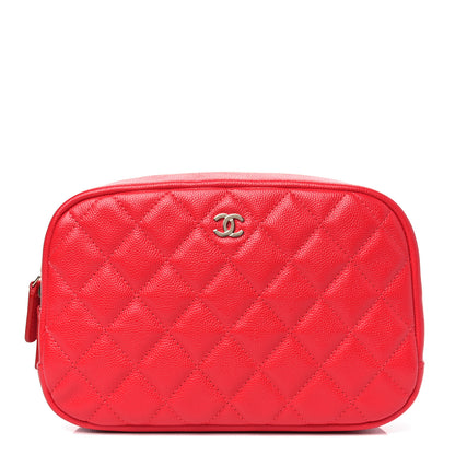 Chanel Caviar Quilted Medium Curvy Pouch Cosmetic Case Red 1 of 4