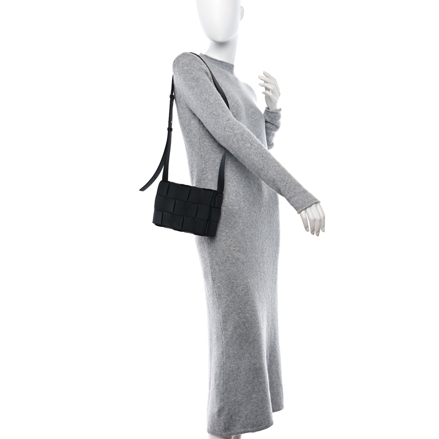 BOTTEGA VENETA Lambskin Maxi Intrecciato Cassette Crossbody Bag Black