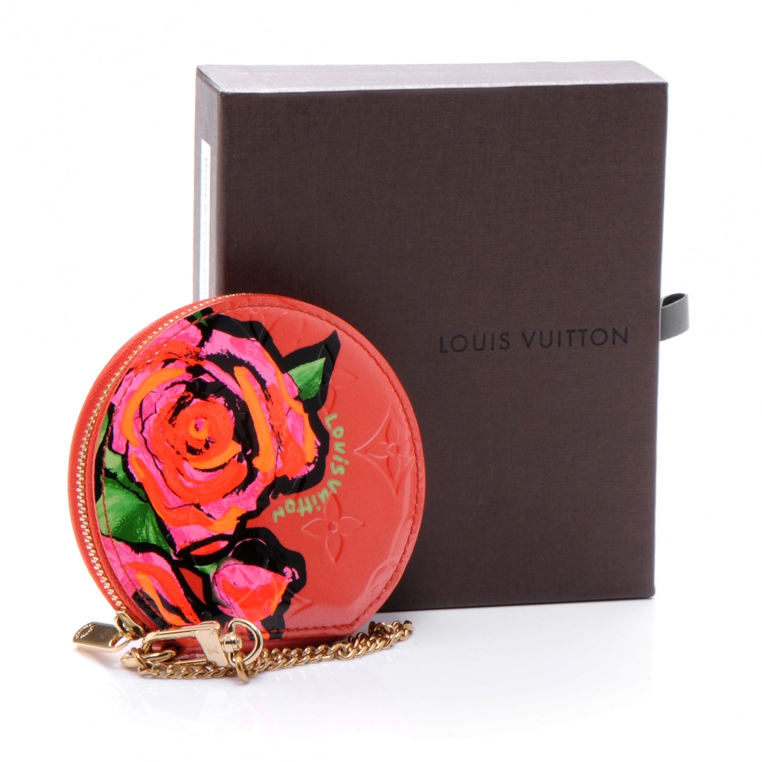 Louis Vuitton Vernis Roses Chapeau Coin Purse Orange Sunset 5 of 8