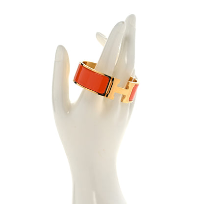 Hermes Enamel Wide Clic Clac H Bracelet PM Orange 2 of 6