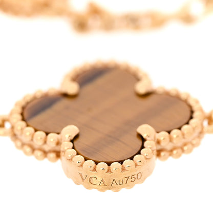 Van Cleef & Arpels 18K Yellow Gold Tiger Eye 5 Motifs Vintage Alhambra Bracelet 5 of 6