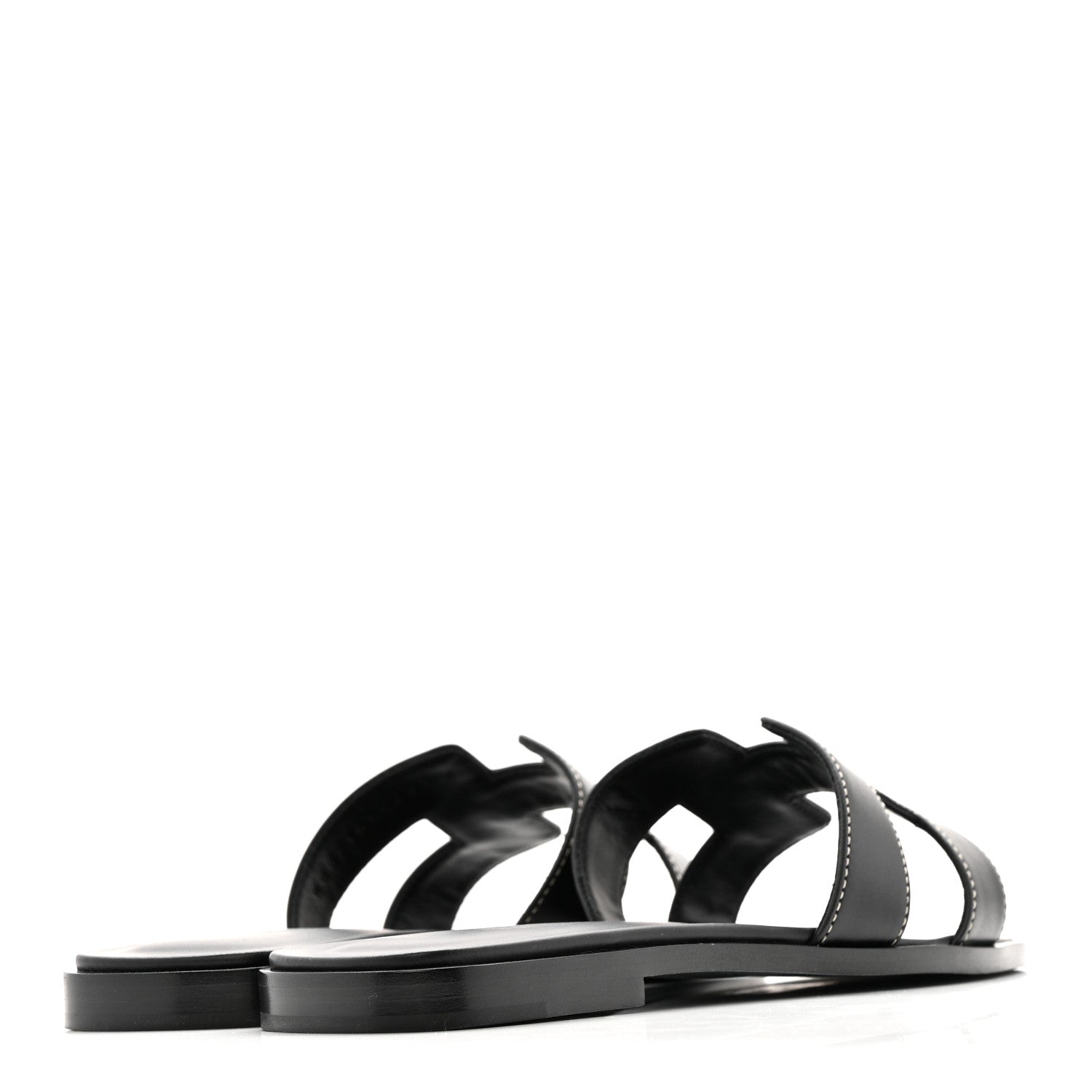 Hermes Box Calfskin Oran Sandals 37 Black 10 of 20