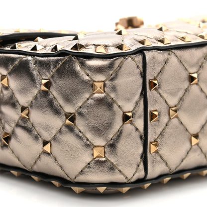 Valentino Garavani Metallic Lambskin Medium Rockstud Spike Shoulder Bag Sasso 7 of 8