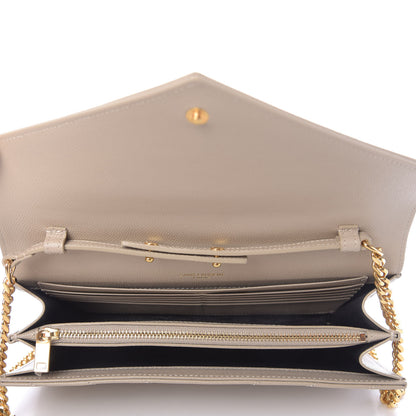 Saint Laurent Grain De Poudre Matelasse Chevron Monogram Chain Wallet Nude Powder 5 of 9