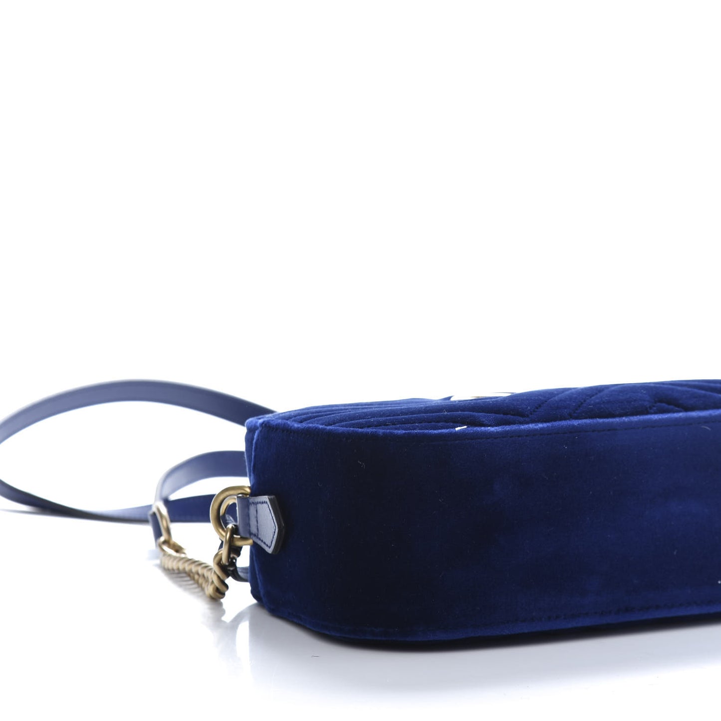 Velvet Matelasse Small GG Marmont Chain Shoulder Bag Cobalt