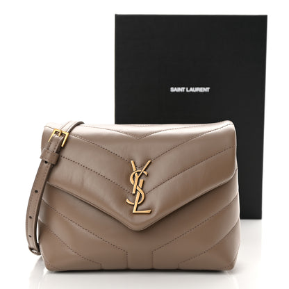 Saint Laurent Calfskin Y Quilted Monogram Toy Loulou Crossbody Bag Taupe 12 of 12