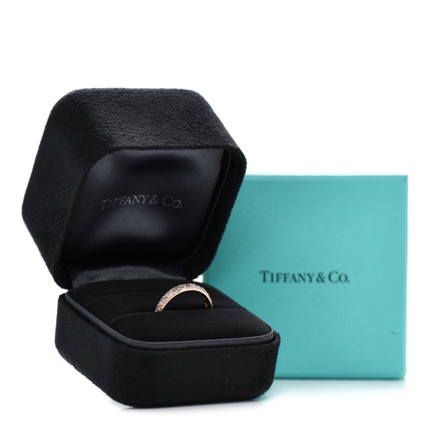 Tiffany 18K Rose Gold Diamond Metro Rose Cut Eternity Band Ring 51 5.75 3 of 3