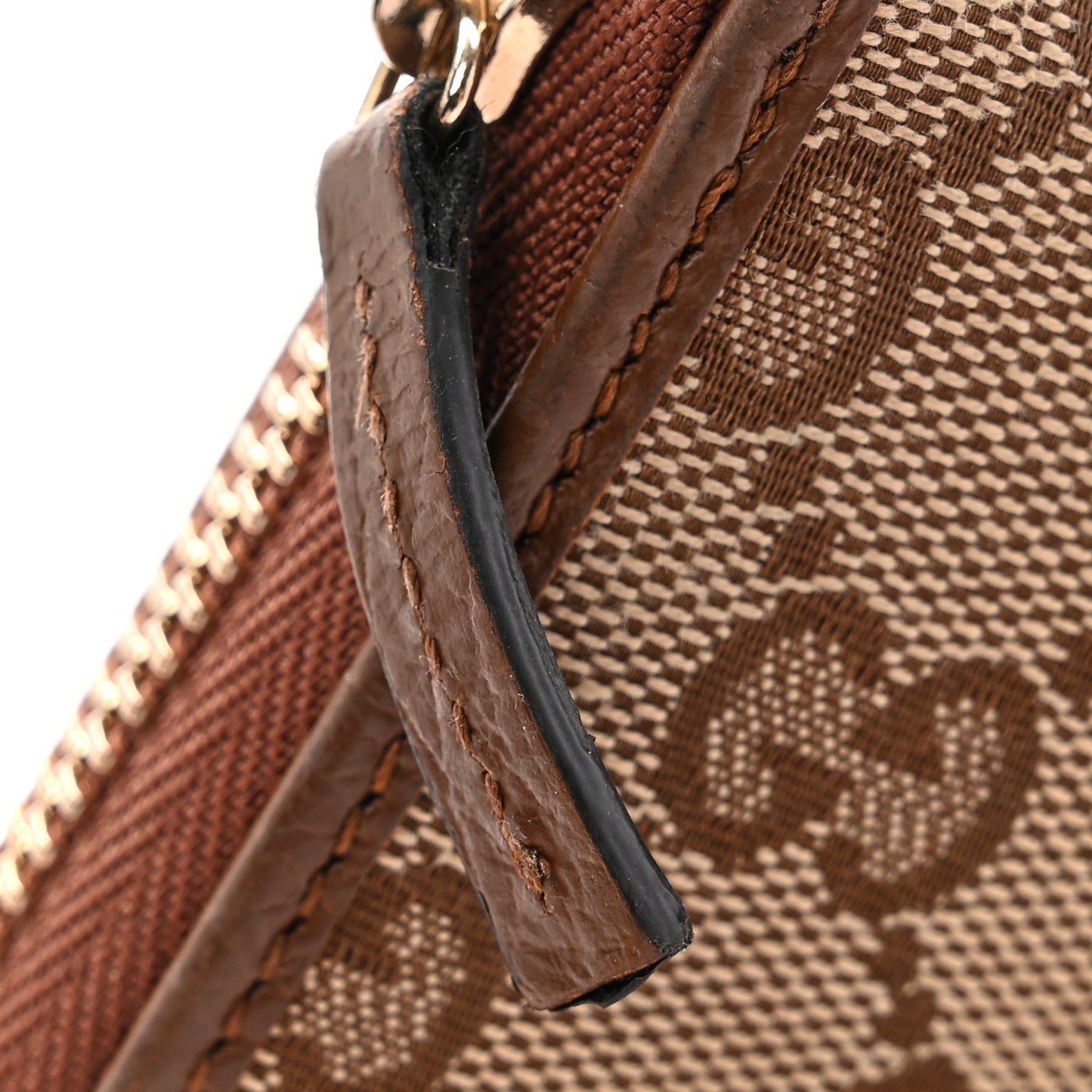Monogram Dollar Calfskin Zip Around Wallet Beige Ebony Tabacco