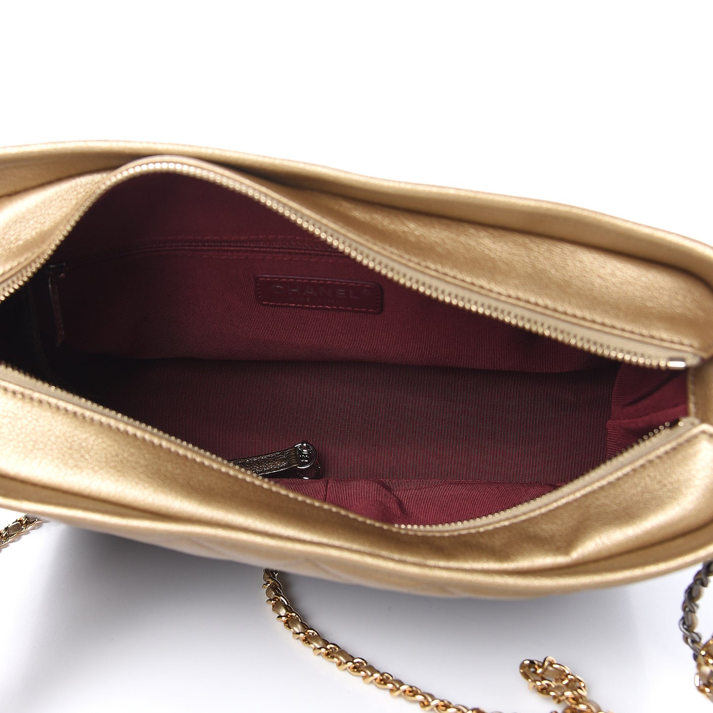 Metallic Goatskin Quilted Medium Gabrielle Hobo Dark Gold Bronze
