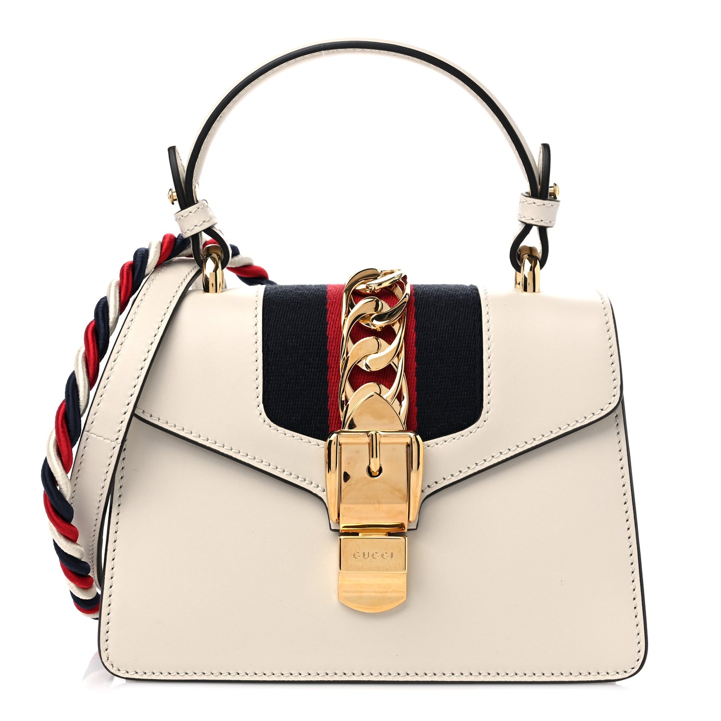 Calfskin Mini Sylvie Top Handle Bag White