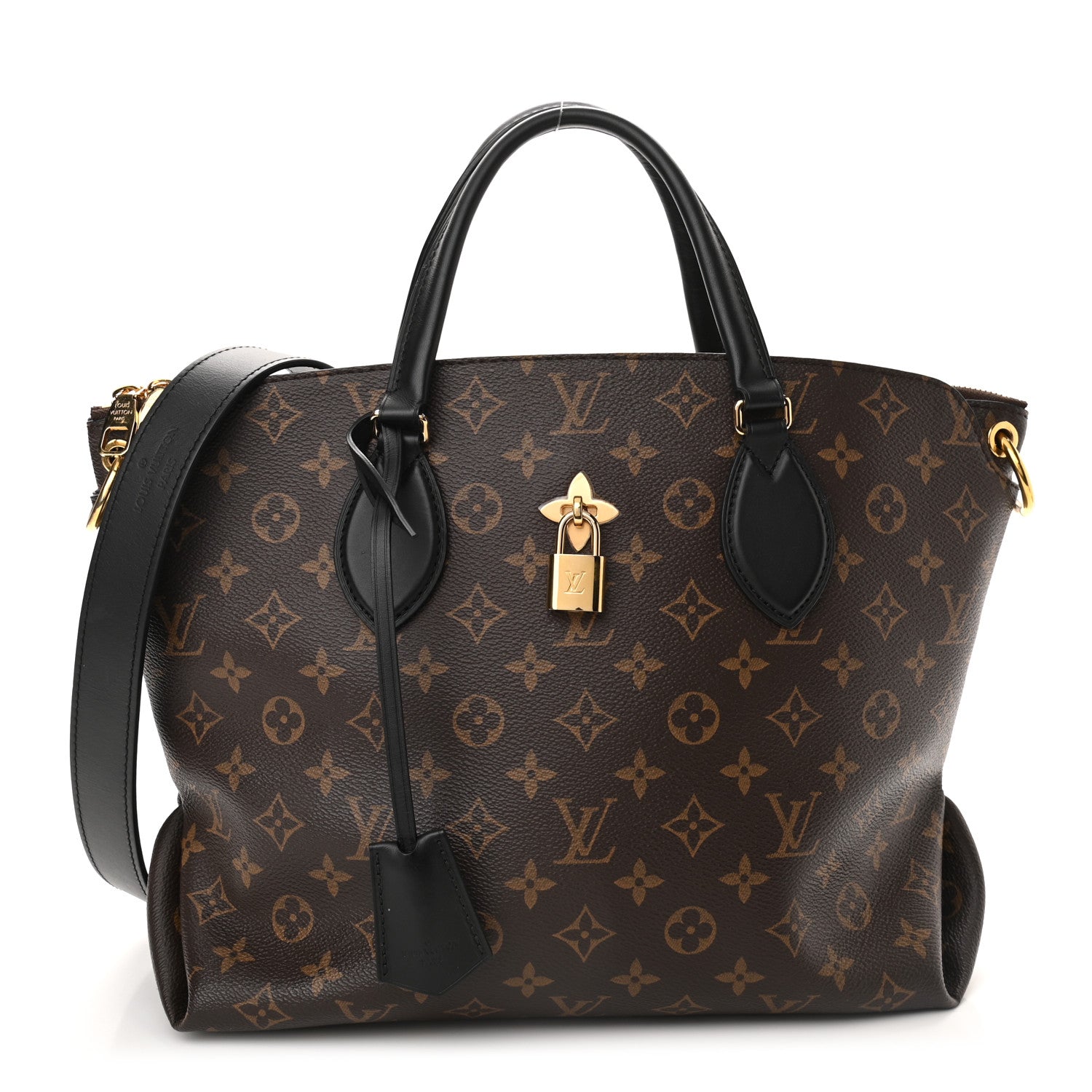 Louis Vuitton Monogram Flower Zipped Tote MM Black 1 of 9