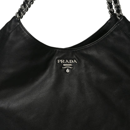 Prada Soft Calf Chain Tote Black 7 of 9