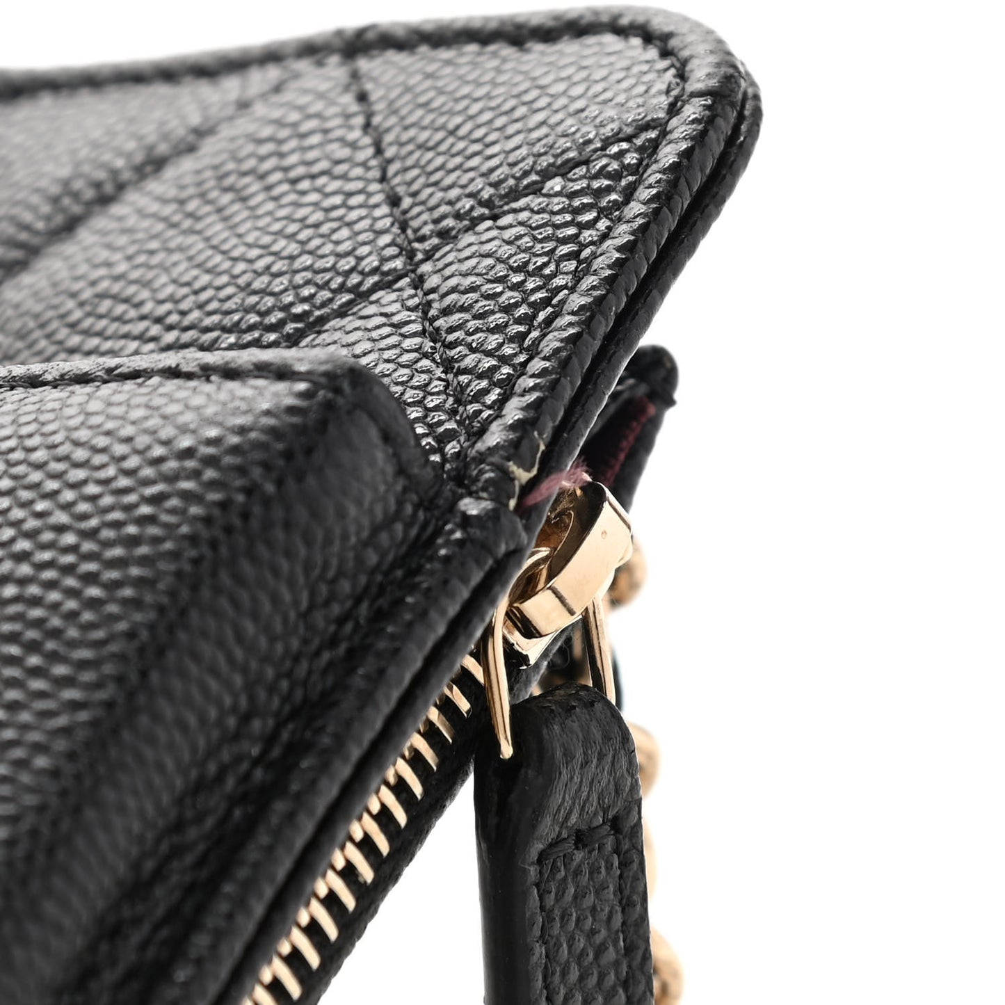 Caviar Quilted Zip Phone Case Black