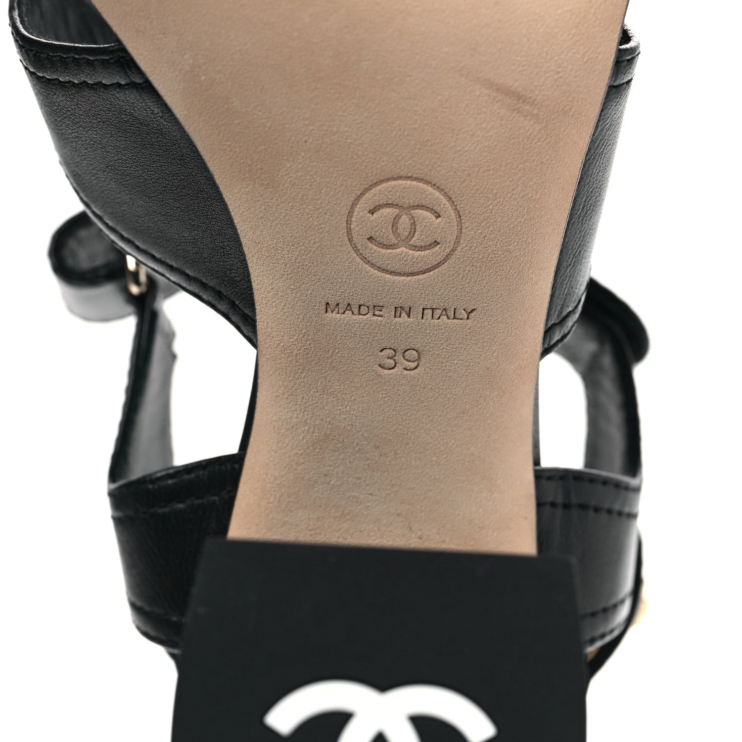 Chanel Goatskin CC Turnlock Sandals 39 Black 6 of 8