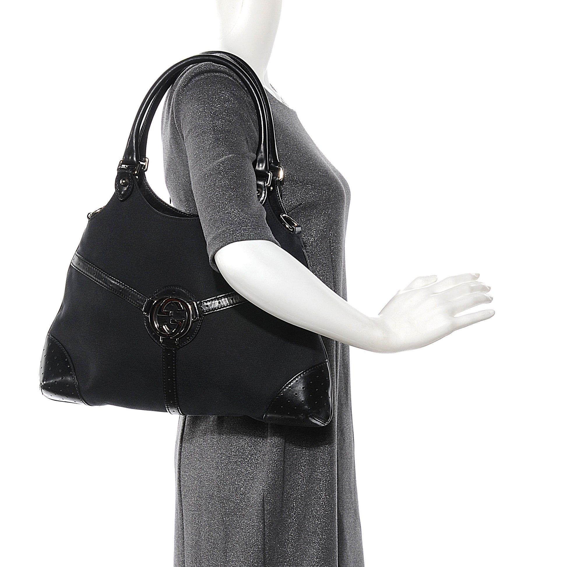 Gucci Canvas Reins Hobo Black 2 of 8