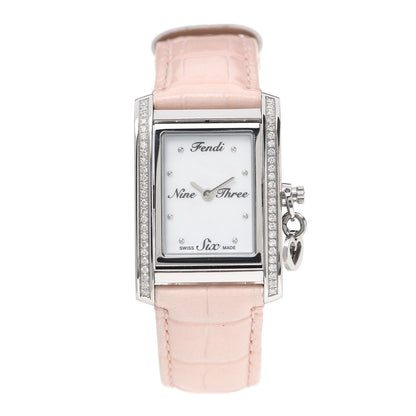 Fendi Stainless Steel Alligator Diamond Bezel Mother of Pearl 27mm Quartz Watch Pink 1 of 7