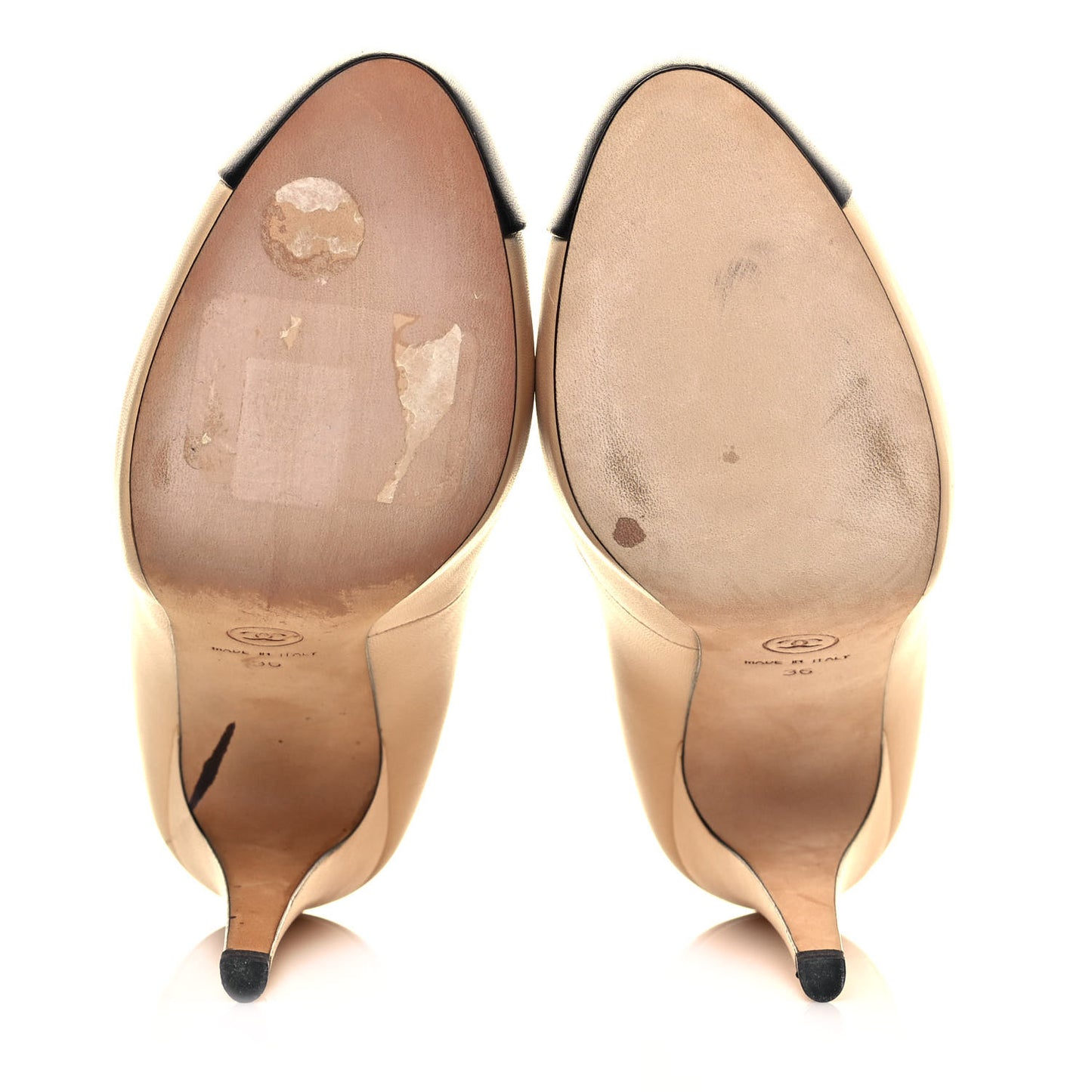 Lambskin Cap Toe Pumps 36 Beige Black