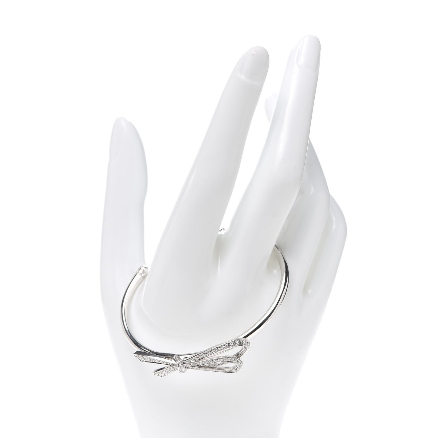 18K White Gold Diamond Medium Bow Cuff Bracelet