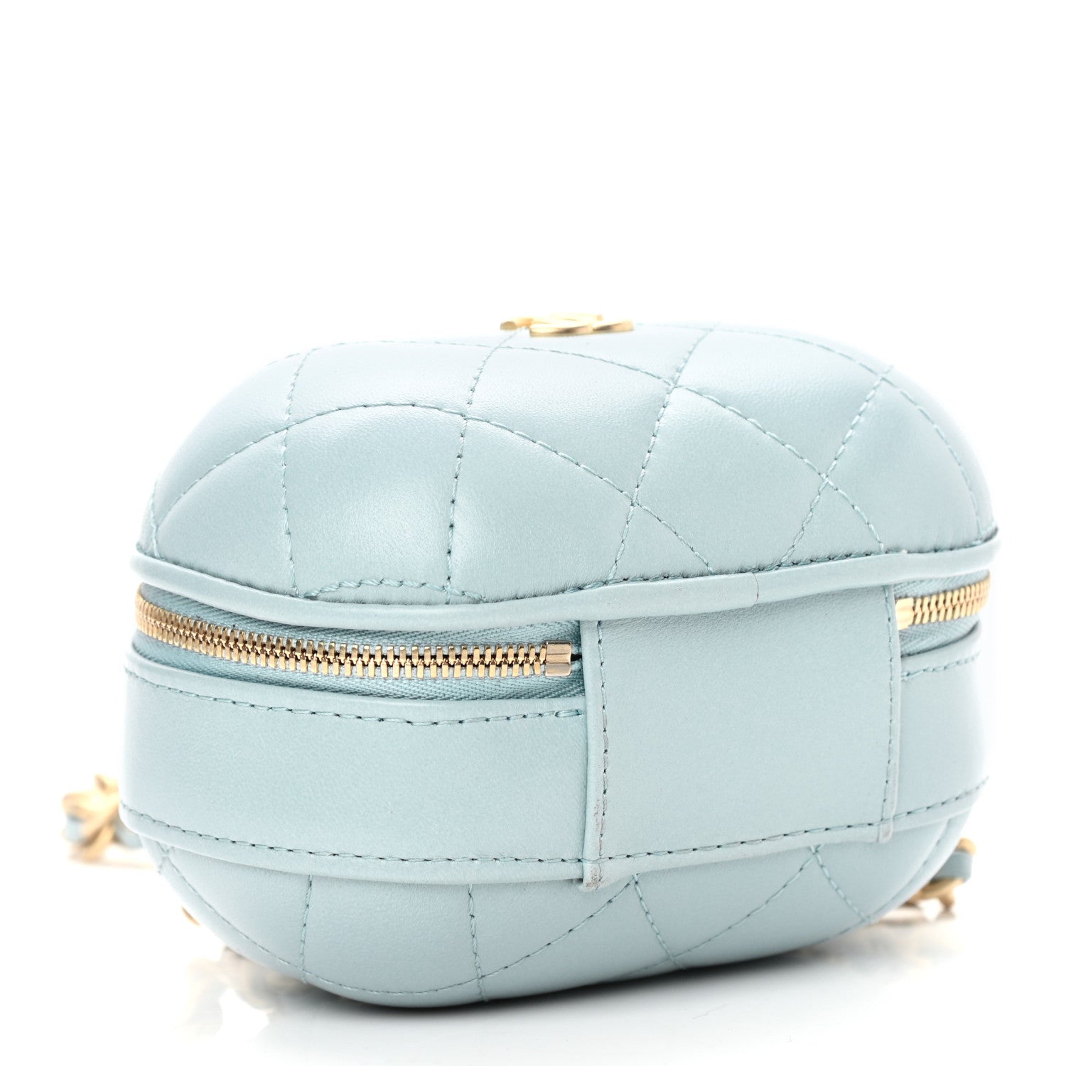 Chanel Lambskin Quilted CC Bubble Vanity Case With Chain Light Blue 4 of 13