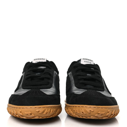 Hermes Nappa Suede Goatskin Jet Sneakers 37.5 Black 2 of 9