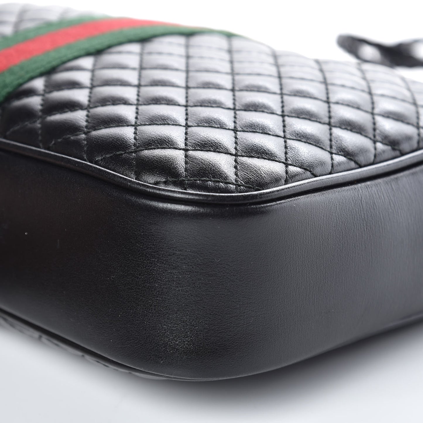 Calfskin Web Trapuntata Small GG Shoulder Bag Black