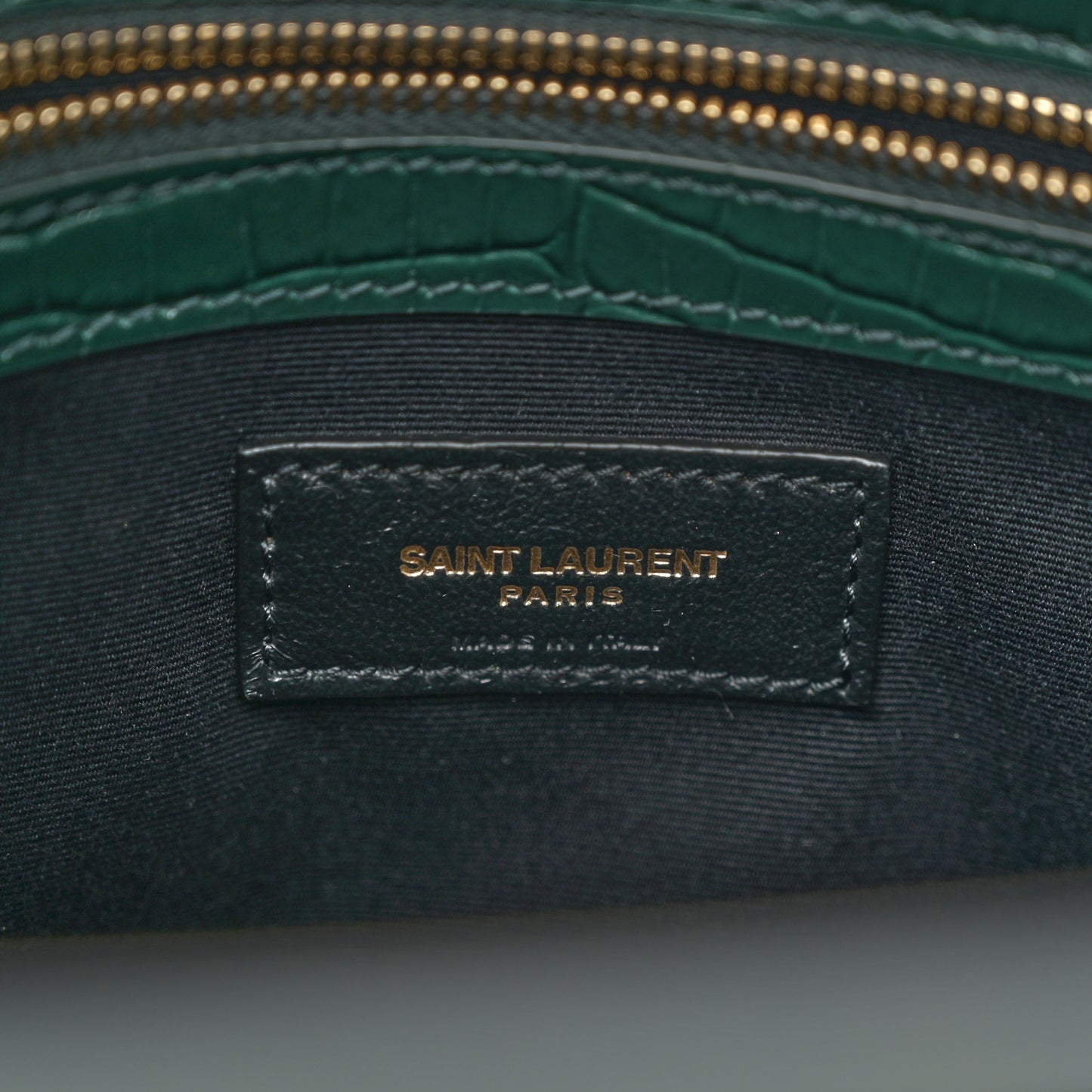 Shiny Calfskin Crocodile Embossed Small Manhattan Shopper Tote Green