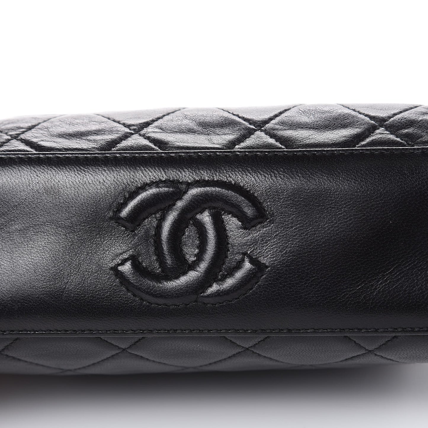Lambskin Quilted Small Kisslock Evening Bag Black