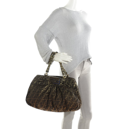 Fendi Metallic Lurex Zucca Mia Tote Tobacco 2 of 8