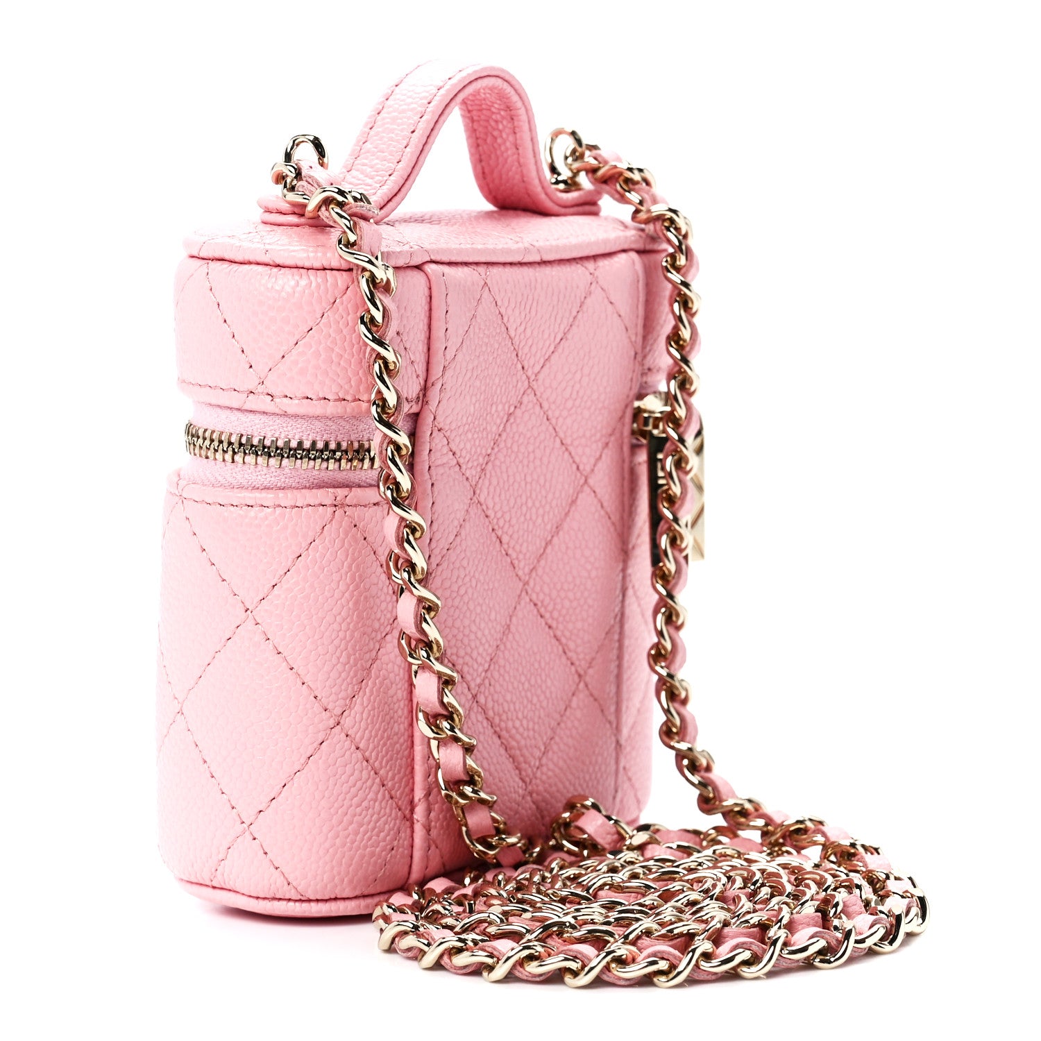 Chanel Caviar Quilted Small Handle With Care Vanity Case With Chain Pink 3 of 11